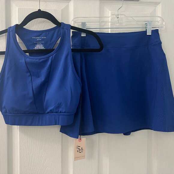 Sincerely Jules Sports Bra and Skort Set Blue Size S New - Picture 1 of 10